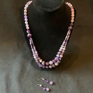 Amethyst Gemstone Necklace & Earring Set